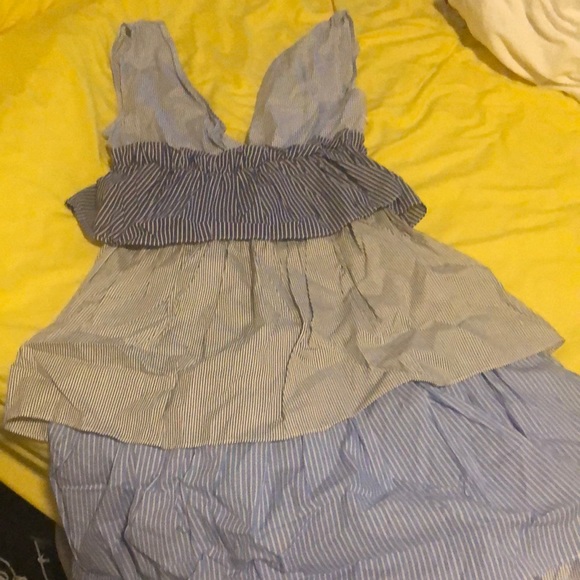 NWT Blue Stripe Tiered Midi Dress - Picture 4 of 12